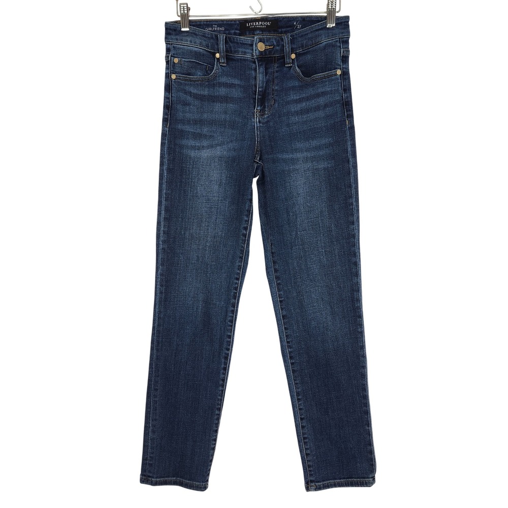 LIVERPOOL Los Angeles The Girlfriend Slim Straight Mid Rise Jeans Womens 27 Blue